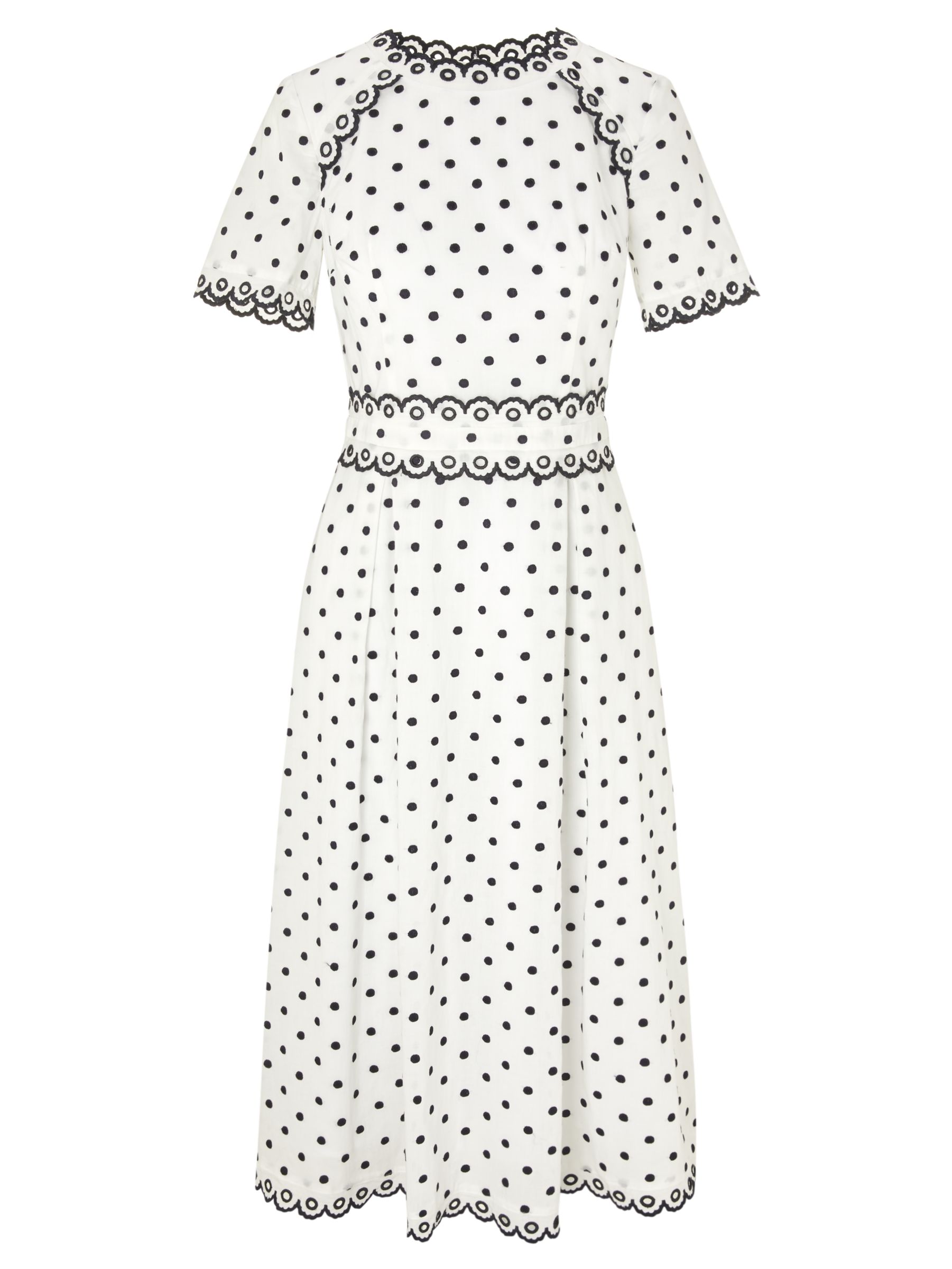 Boden Kimberly Embroidered Dress, Ivory/French Navy Spot