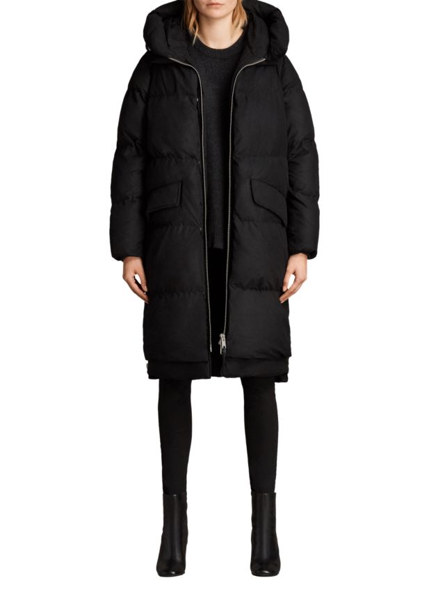 AllSaints Ester Parka Puffer Coat, Black, XS