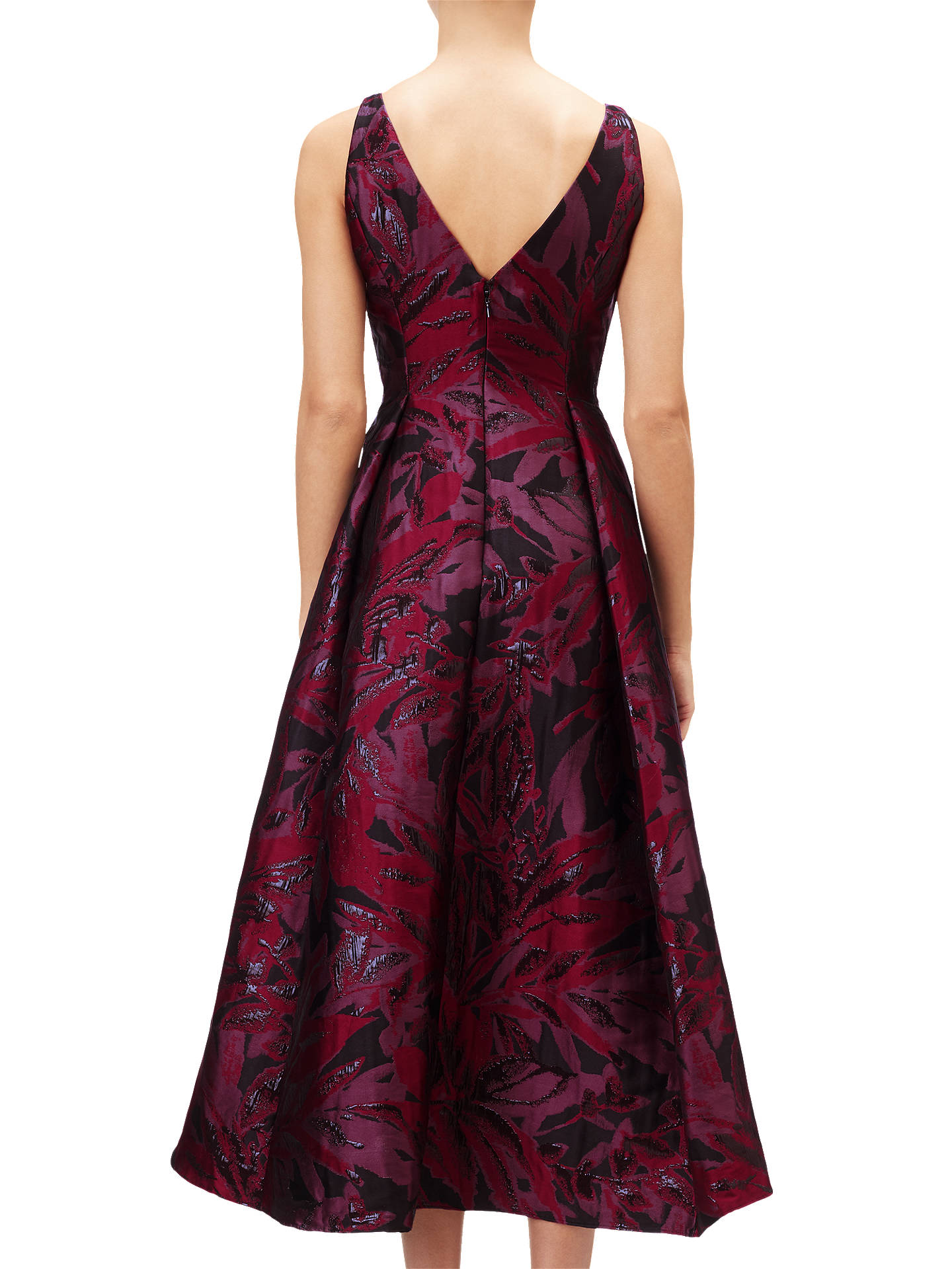 Adrianna Papell Floral Jacquard Embellished Dress, Wine Berry/Multi at ...