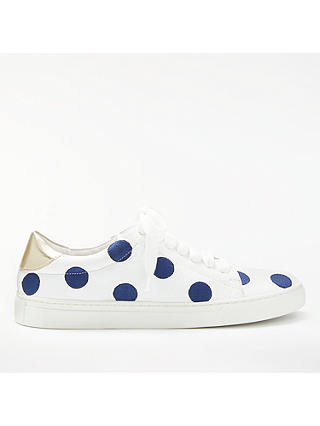 Boden Hollie Lace Up Trainers, Navy/White Leather