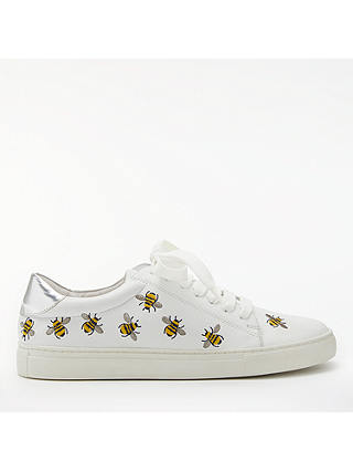 Boden Hollie Bumble Bee Lace Up Trainers, Silver/White