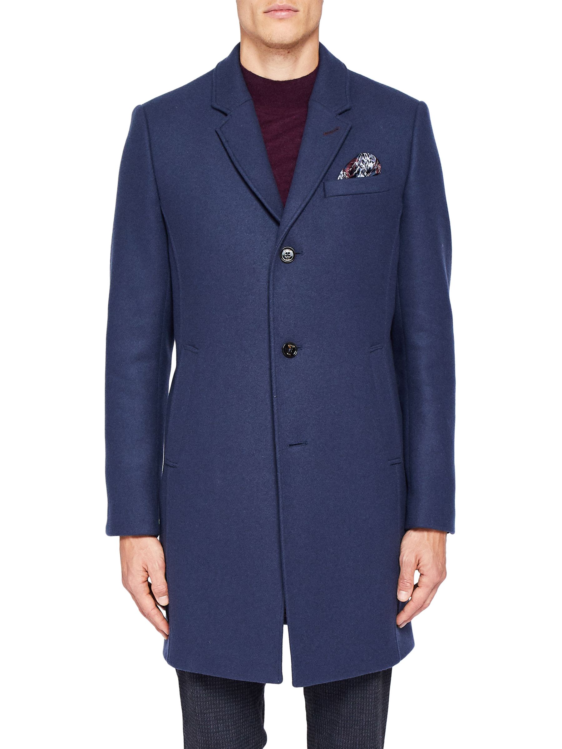 Ted Baker Churchl Wool Overcoat, Taupe | Blue at John Lewis & Partners