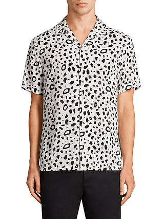 AllSaints Panther Deconstructed Animal Print Shirt, Chalk White