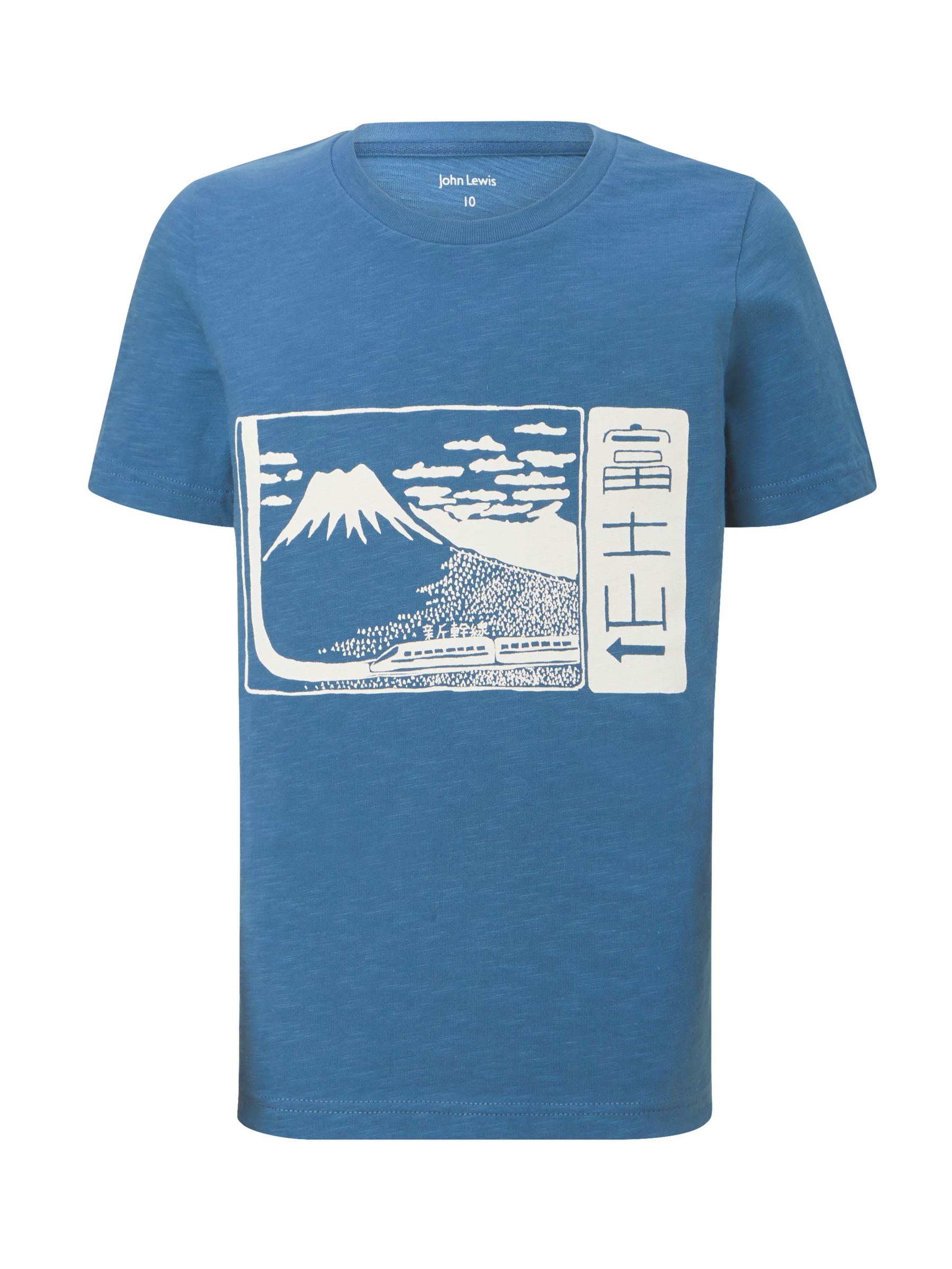 John Lewis & Partners Boys' Mount Fuji T-Shirt, Blue, 8 years