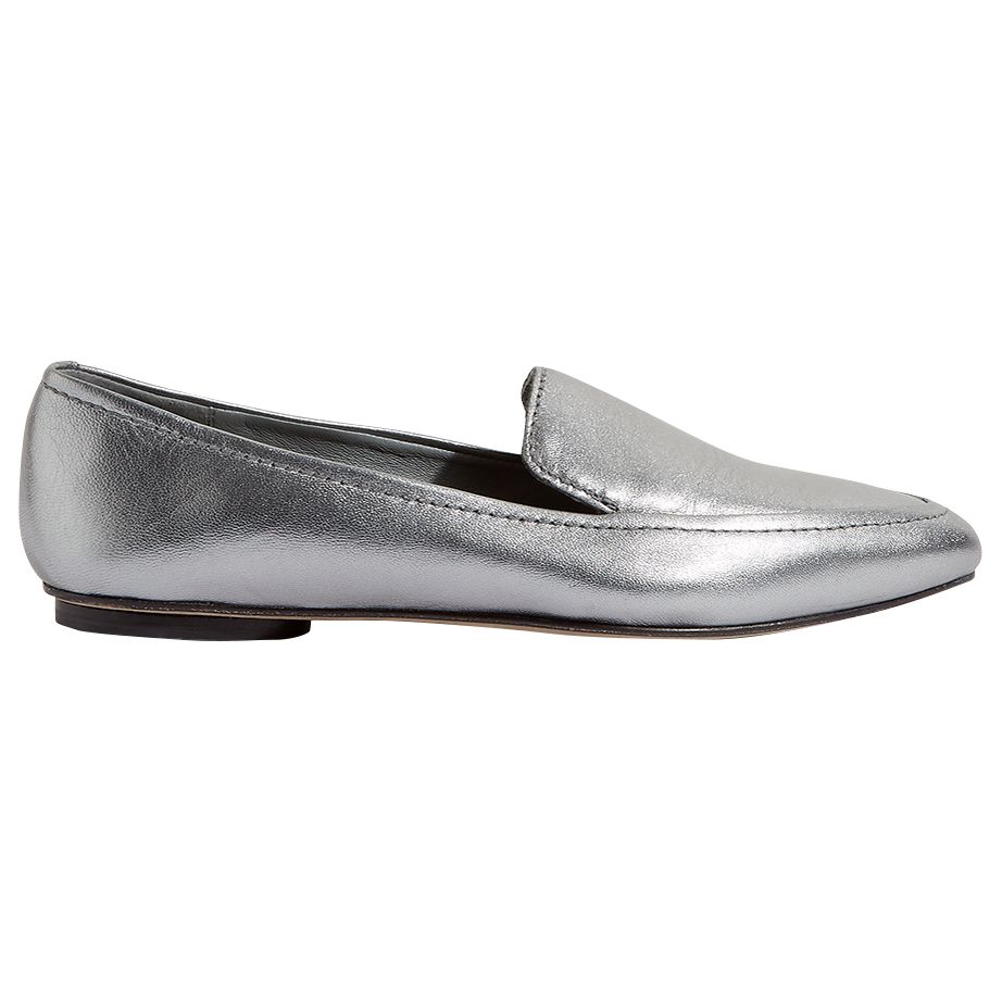 Jigsaw Camber Flat Loafers, Pewter Leather, 7