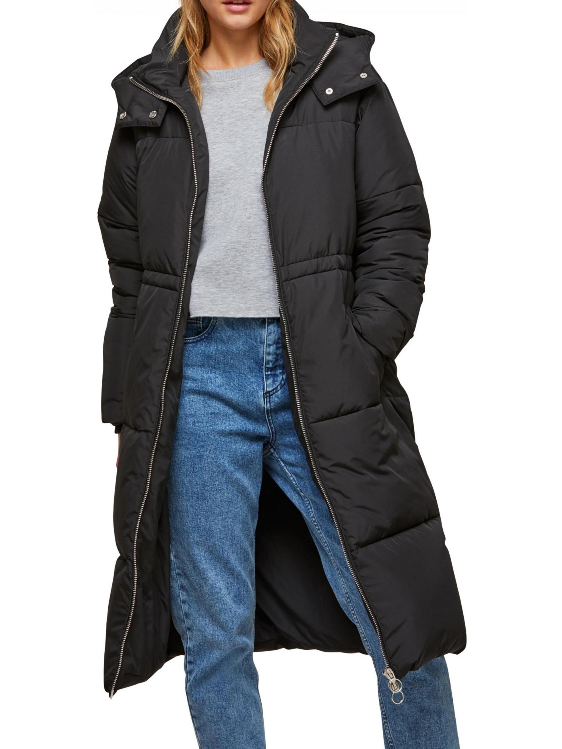 Miss Selfridge Oversized Maxi Puffer Jacket, Black