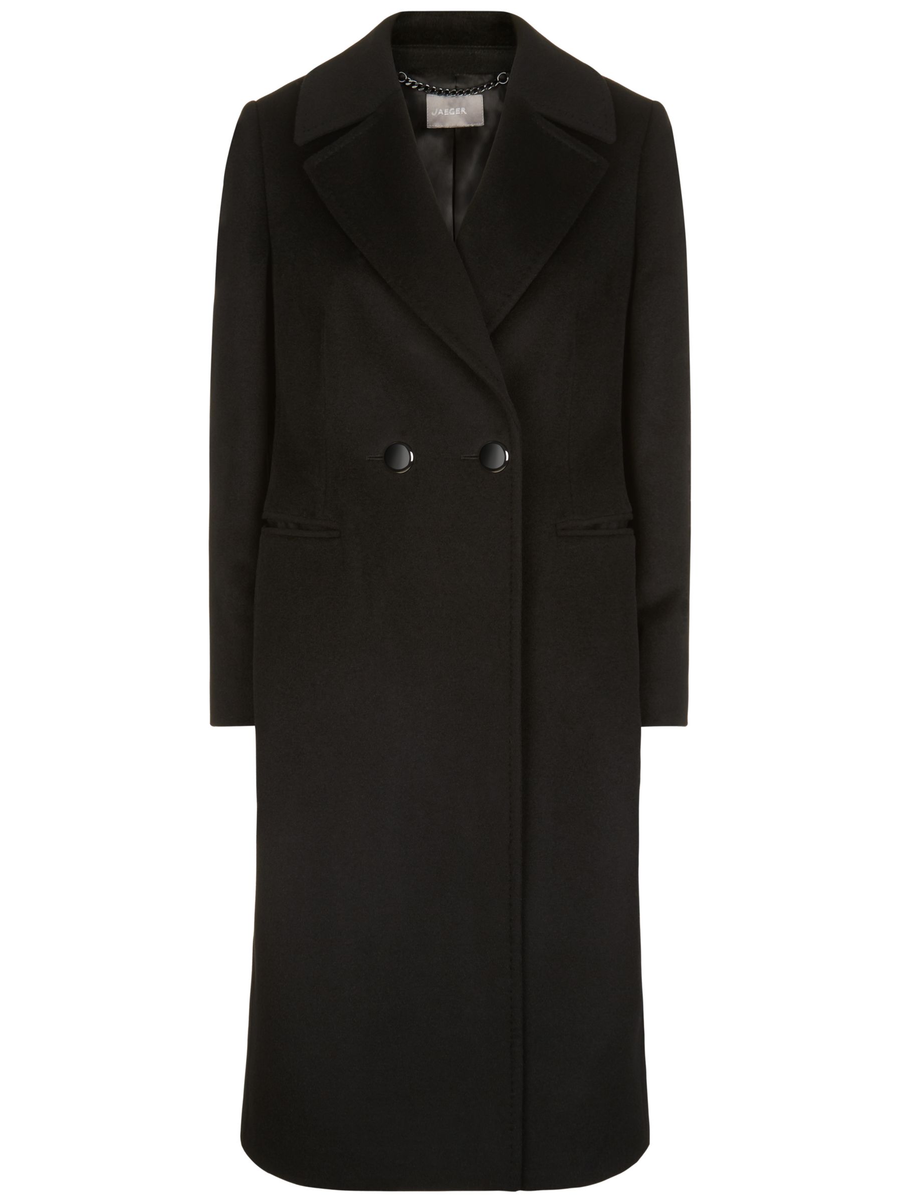 Jaeger Wool Double Breasted Coat, Black at John Lewis & Partners