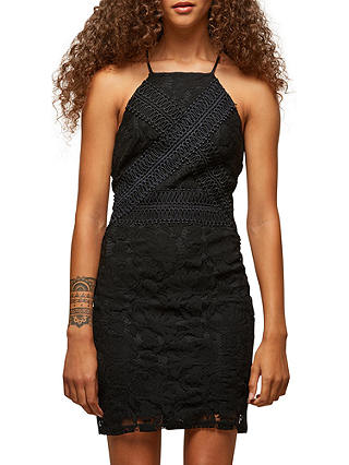 Miss Selfridge Petite Lace Bodycon Dress, Black