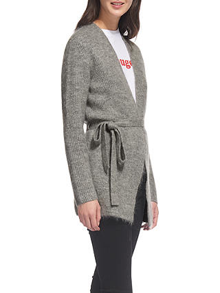 Whistles Mohair Blend Belted Cardigan, Grey Marl