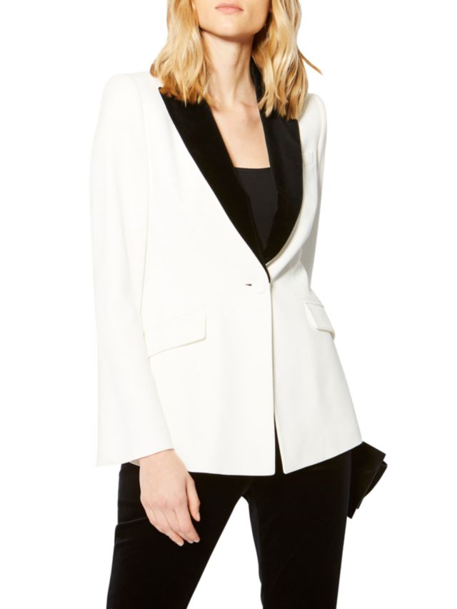 Karen Millen Tuxedo Collection Tailored Blazer, Ivory, 6