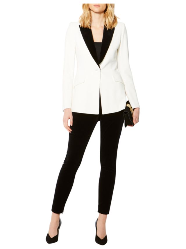 Karen Millen Tuxedo Collection Tailored Blazer, Ivory, 6