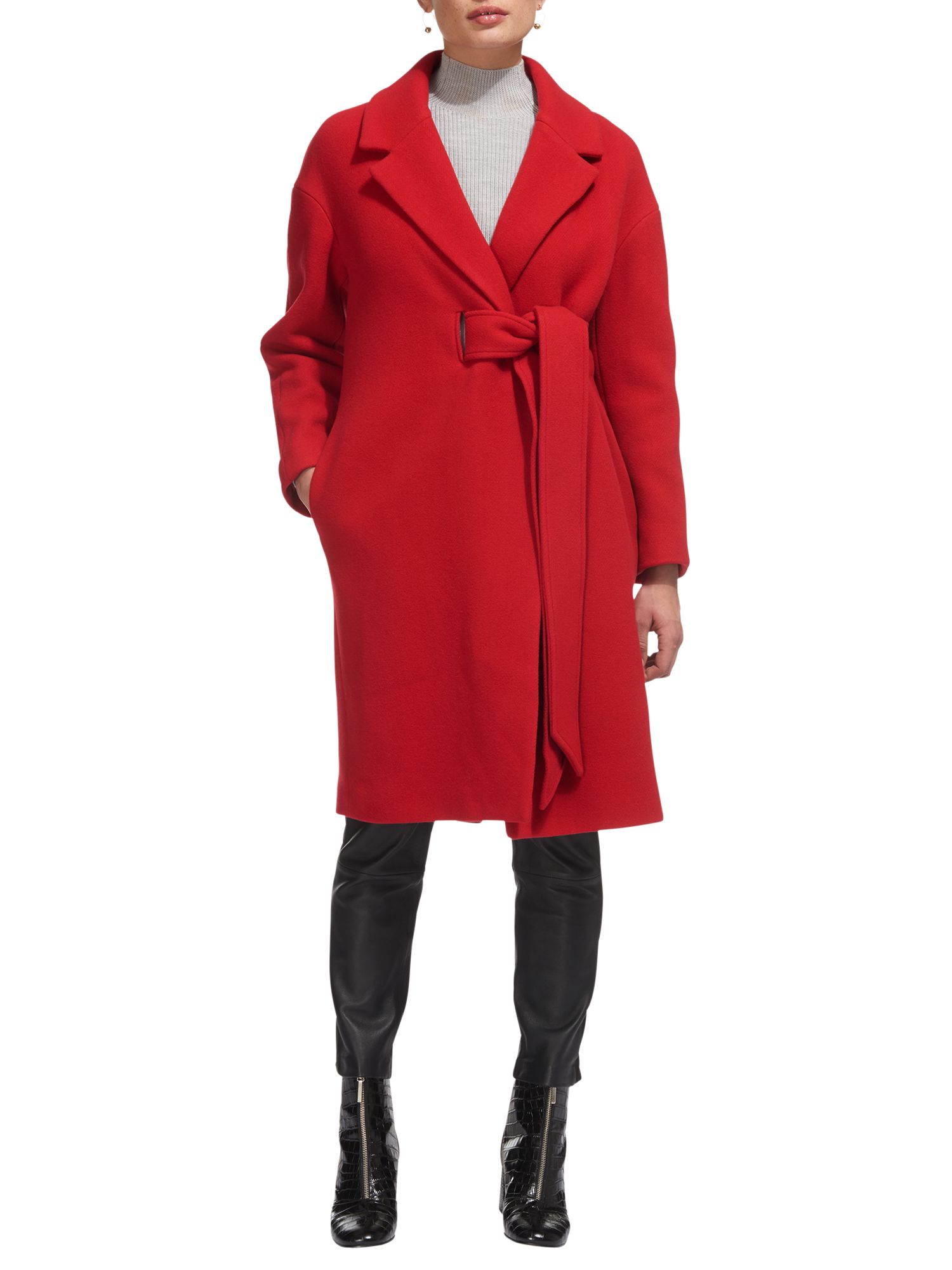 Whistles Magdelina Belted Wrap Coat, Red, 6