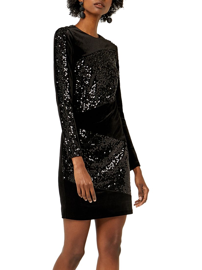 warehouse sheer sequin panel dress