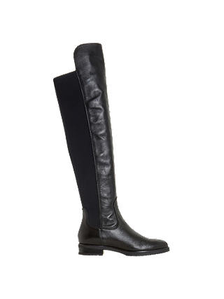 Dune Tarrin Over the Knee Boots, Black Leather