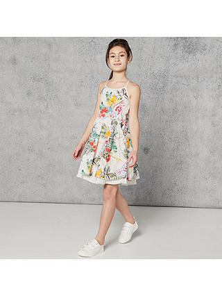 Angel & Rocket Girls' Animal Floral Print Dress, White