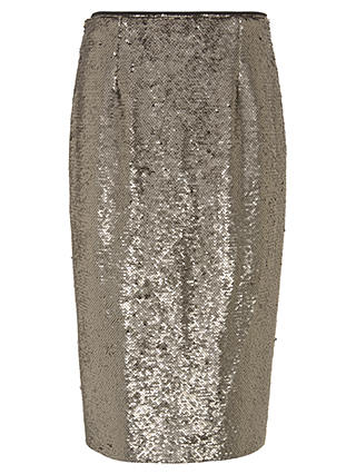 Mint Velvet All Over Sequin Skirt, Taupe