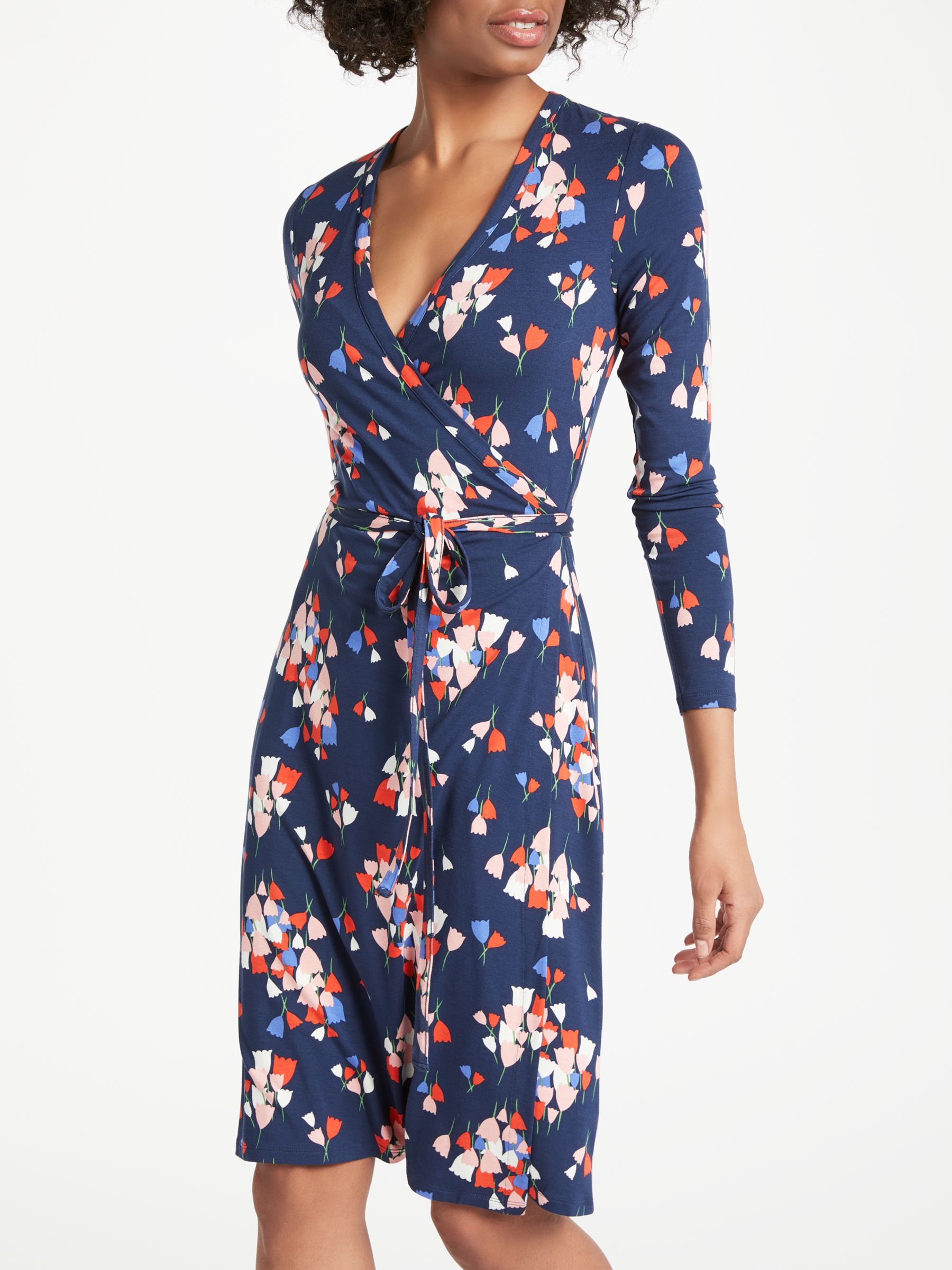 Boden Wrap Jersey Dress, Navy Tulip at 