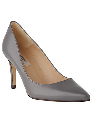 L.K. Bennett Floret Pointed Court Shoes, Warm Grey Leather