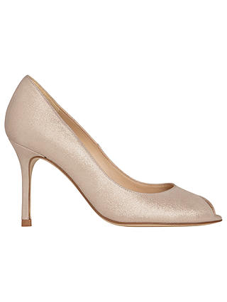 L.K.Bennett Margo Peep Toe Court Shoes, Platinum Gold Suede