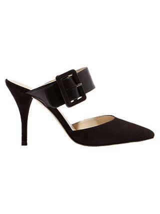 Karen Millen Buckle Stiletto Heel Mule Court Shoes, Black