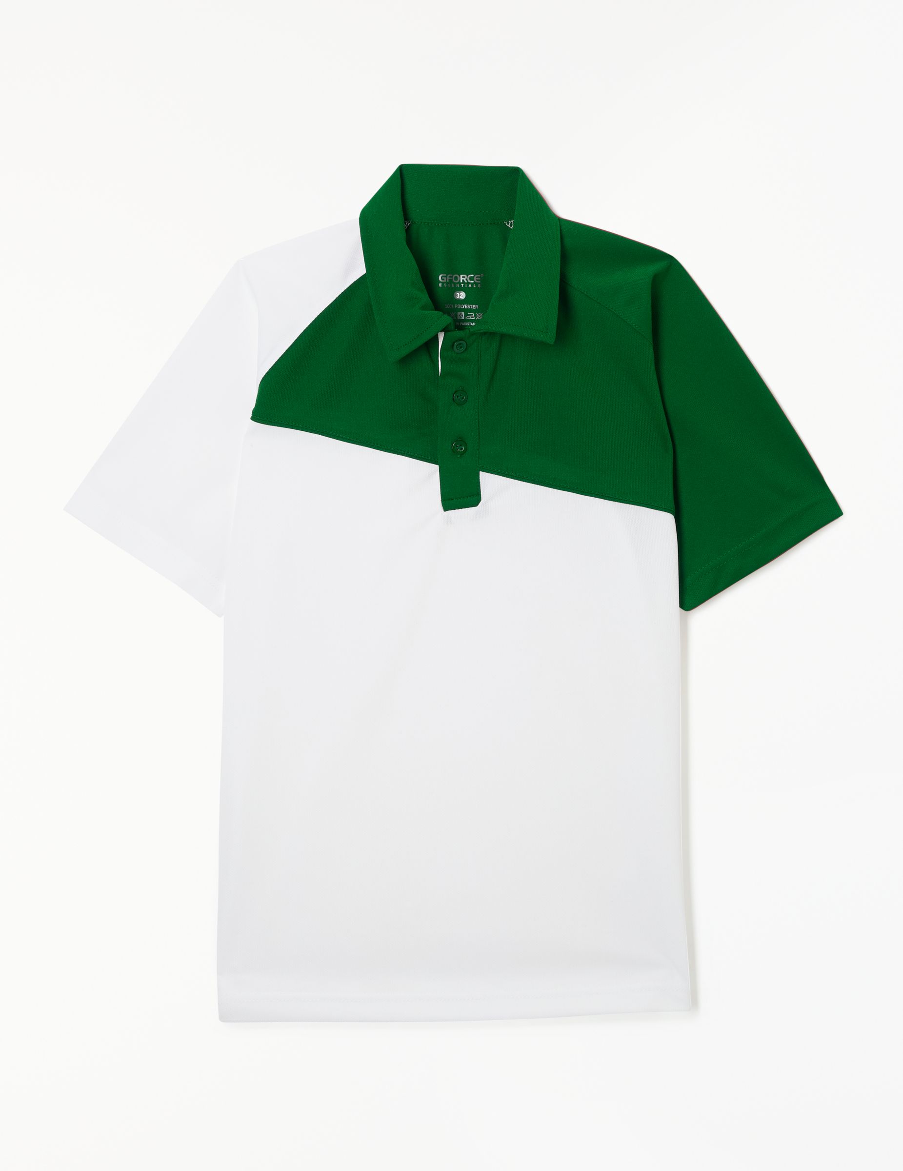 Chigwell School Caswalls' House Polo Shirt, White with Green Panel ...