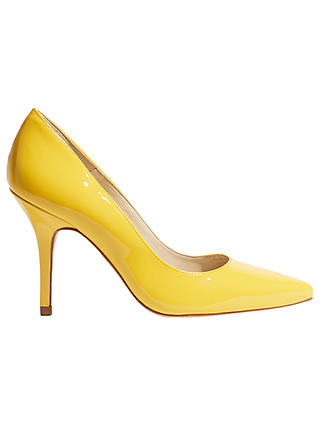 Karen Millen Patent Collection Stiletto Heeled Court Shoes, Yellow Leather