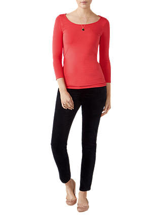 Pure Collection Soft Jersey Scoop Neck Top, Coral