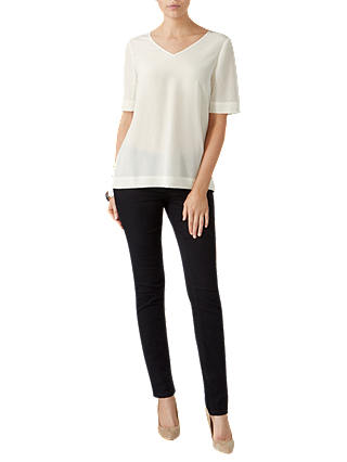 Pure Collection Silk V-Neck Top, Ivory