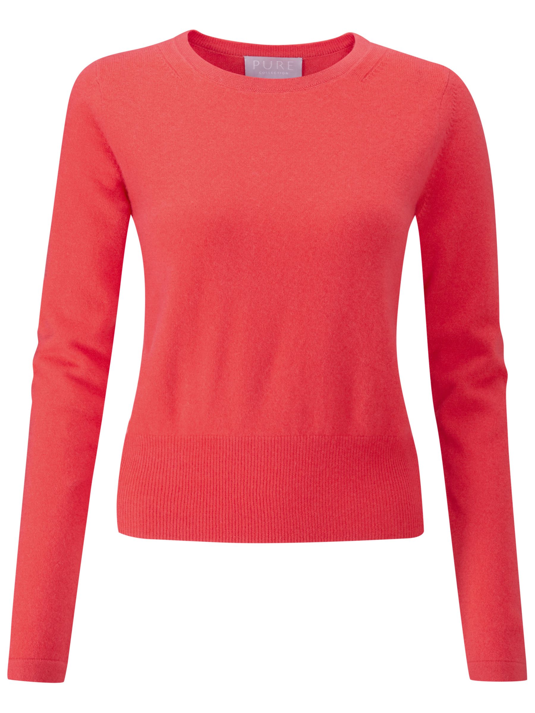Pure Collection Cropped Cashmere Sweater, Rich Coral at John Lewis ...