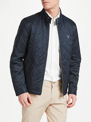 GANT Stand Collar Quilted Windcheater Jacket, Navy