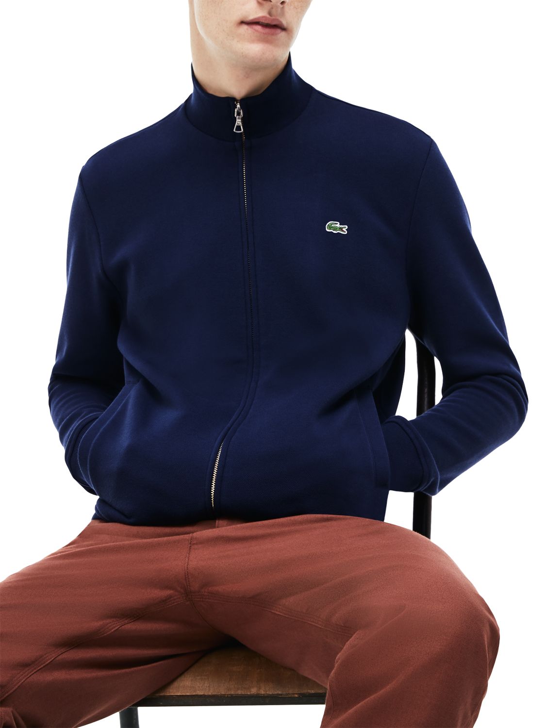 Lacoste Classic Zip Through Sweatshirt, Navy, M