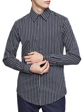 Reiss Kylo Stripe Slim Fit Shirt, Navy