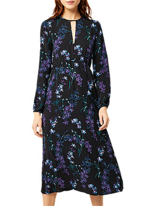 Warehouse Gilly Midi Dress, Black Pattern
