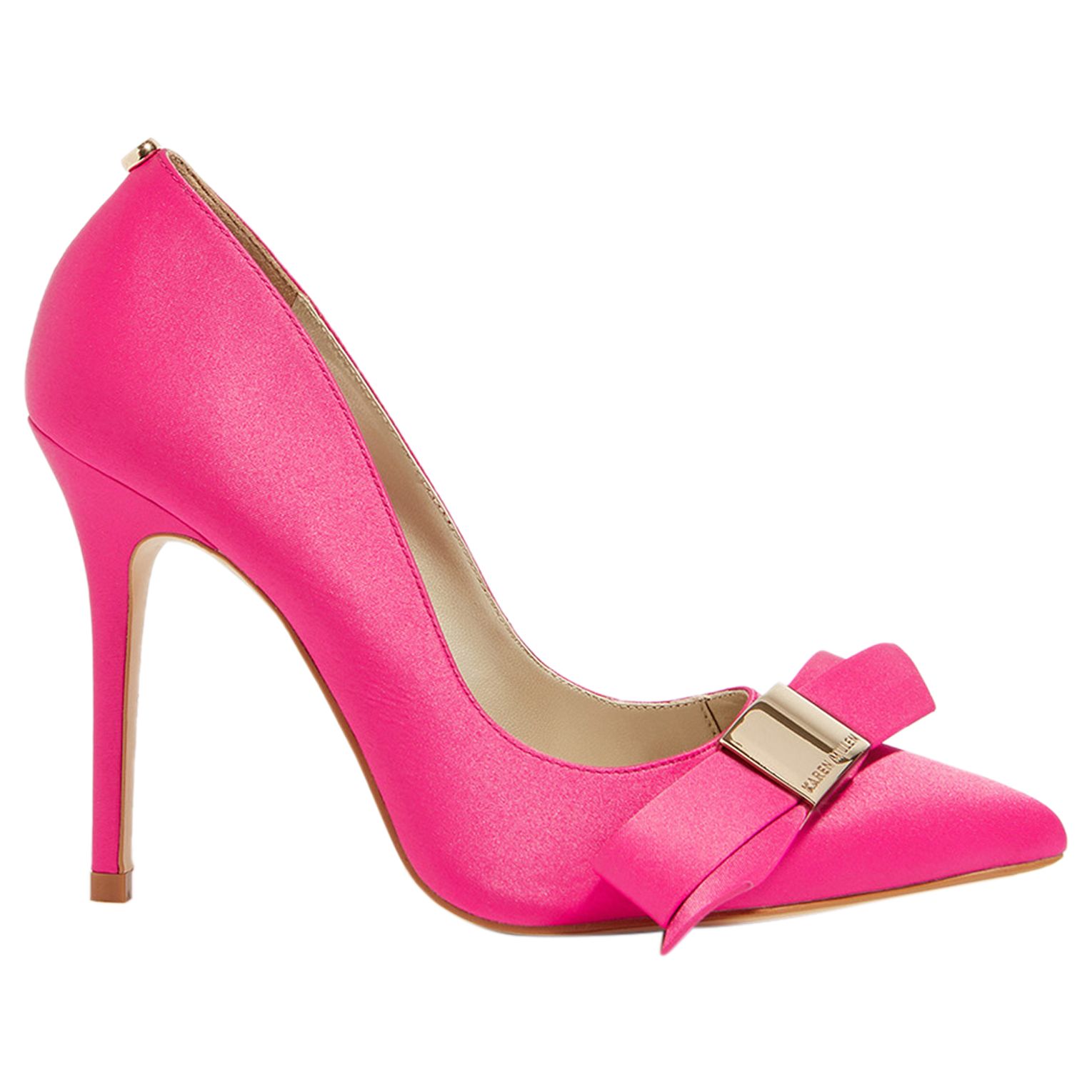 Karen Millen Stiletto Heel Bow Court Shoes, Pink, 3