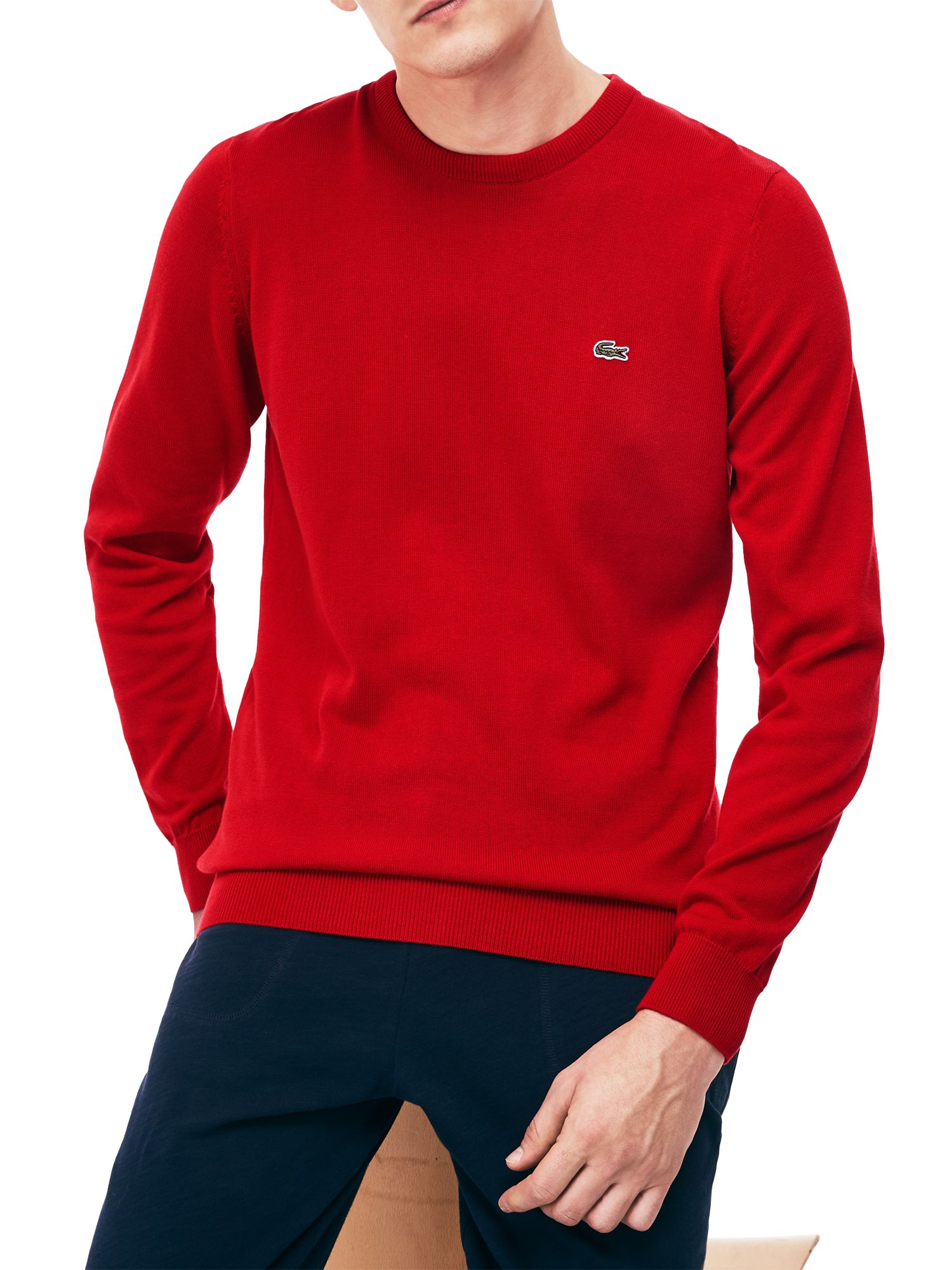 mens red lacoste jumper