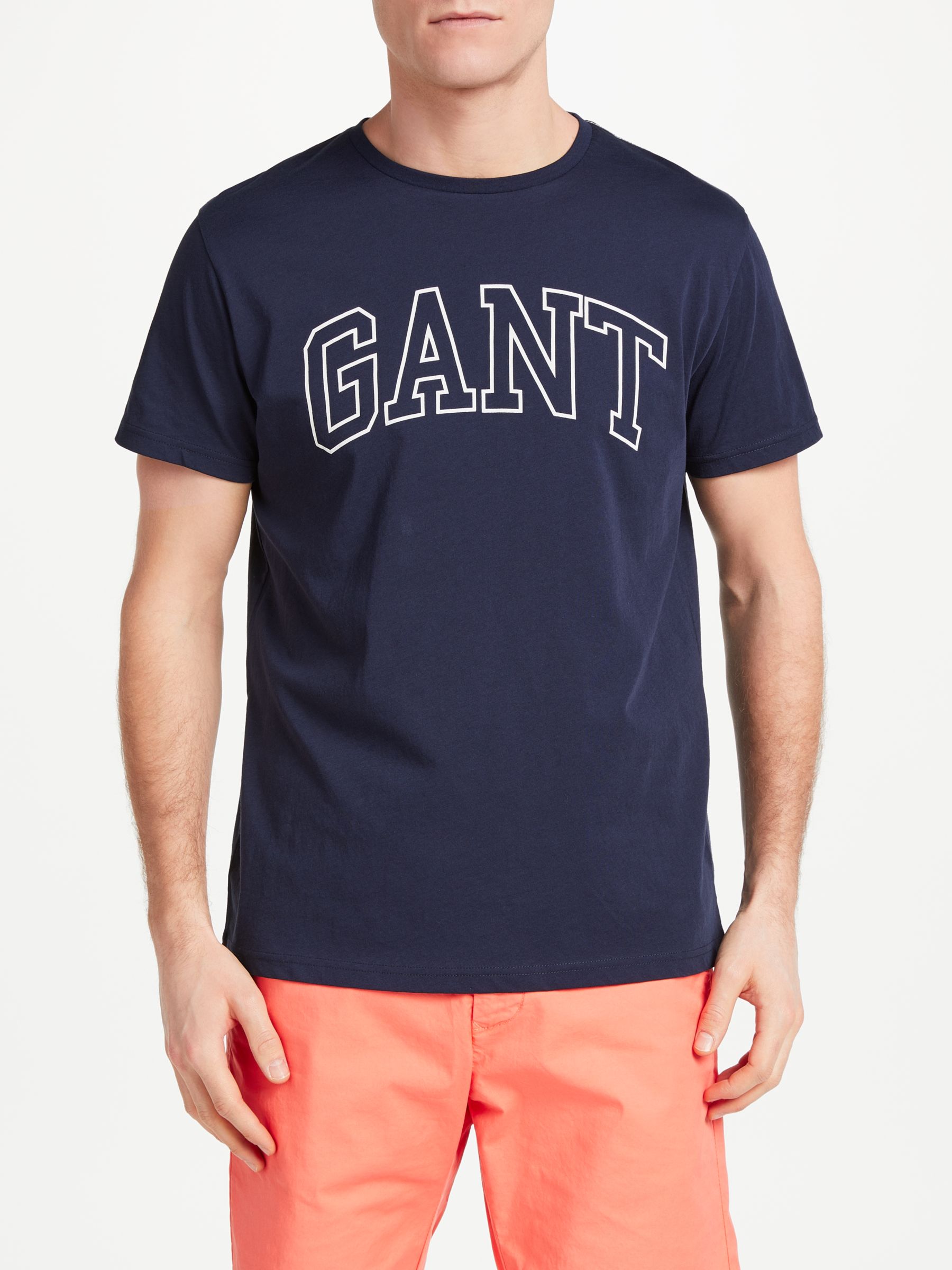 Gant Outline Print Cotton T-Shirt, Navy, L