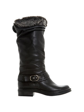 Dune Torie Knee High Boots, Black Leather