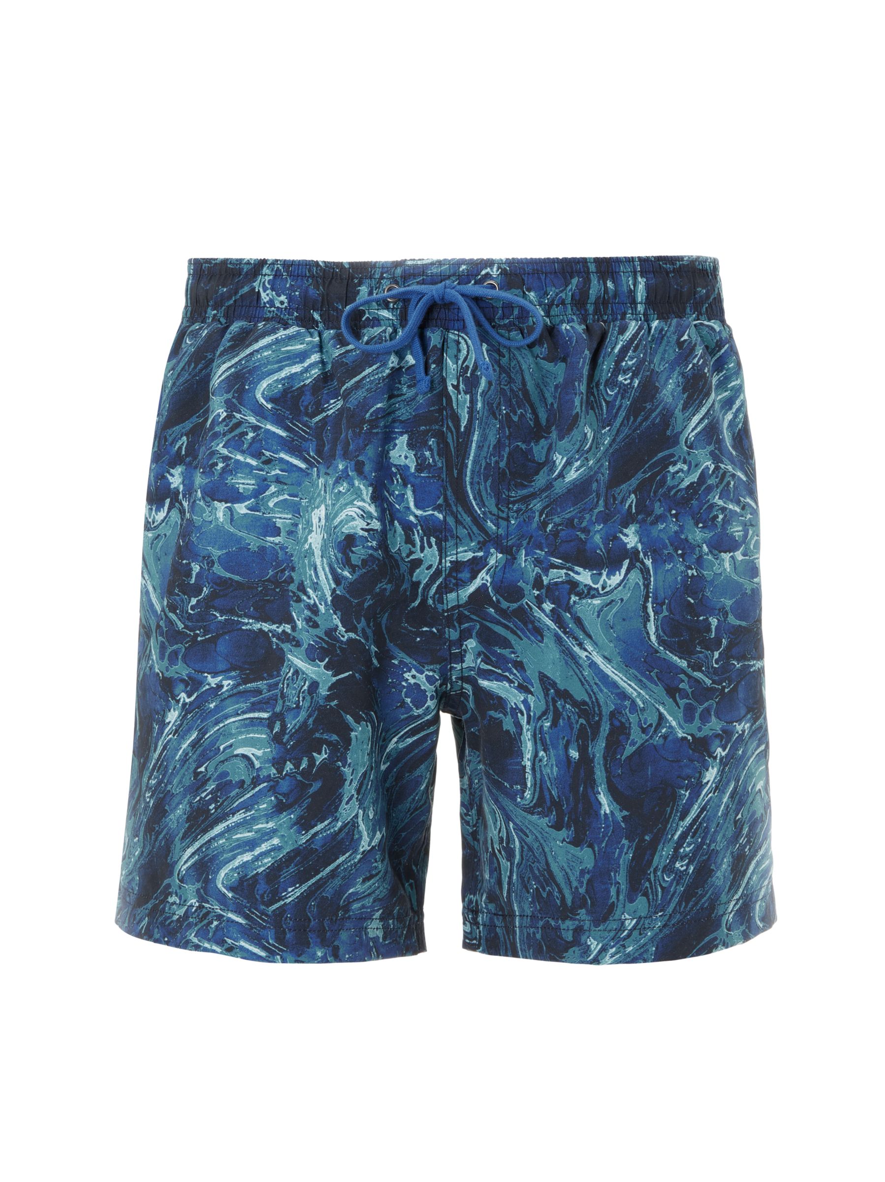 John Lewis & Partners Marble Wave Print Swim Shorts, Navy