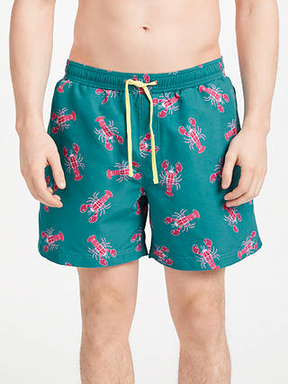 John Lewis & Partners Lobster Print Swim Shorts, Turquoise