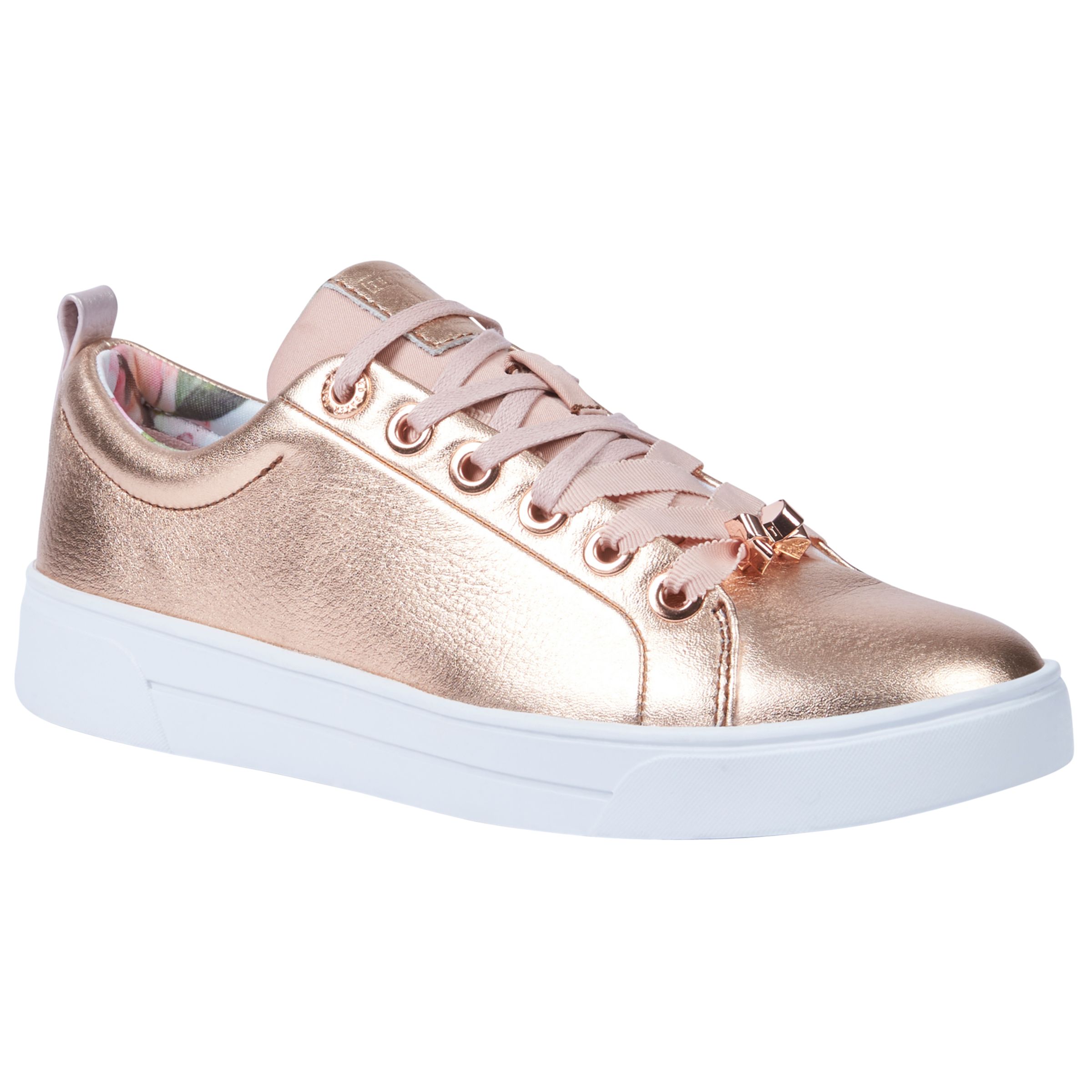rose gold leather trainers