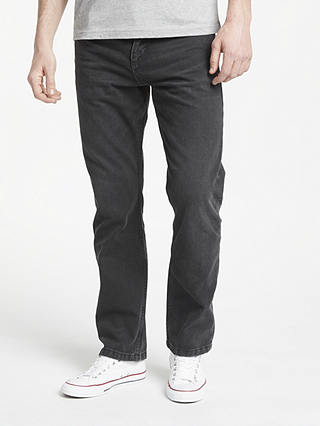John Lewis & Partners Straight Fit Black Denim Jeans, Mid Wash