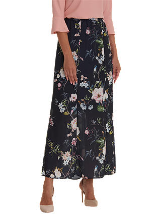 Betty Barclay Floral Print Maxi Skirt, Dark Blue/Rose