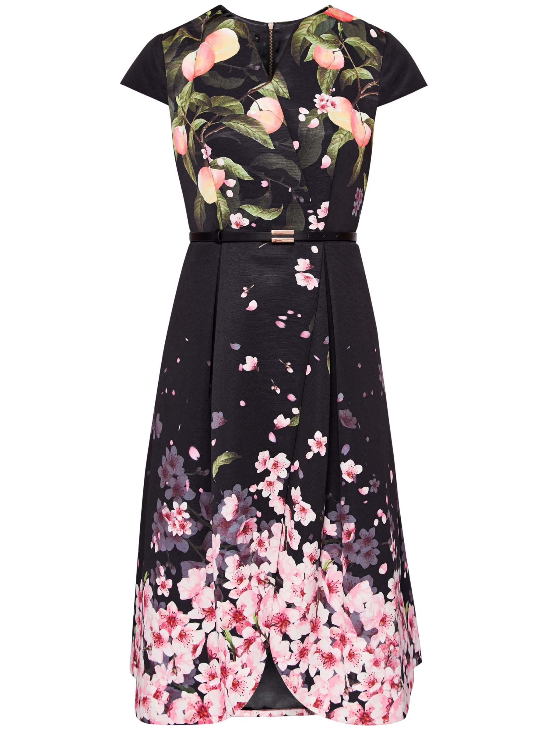 Ted Baker Fredica Peach Blossom Wrap Midi Dress, Black
