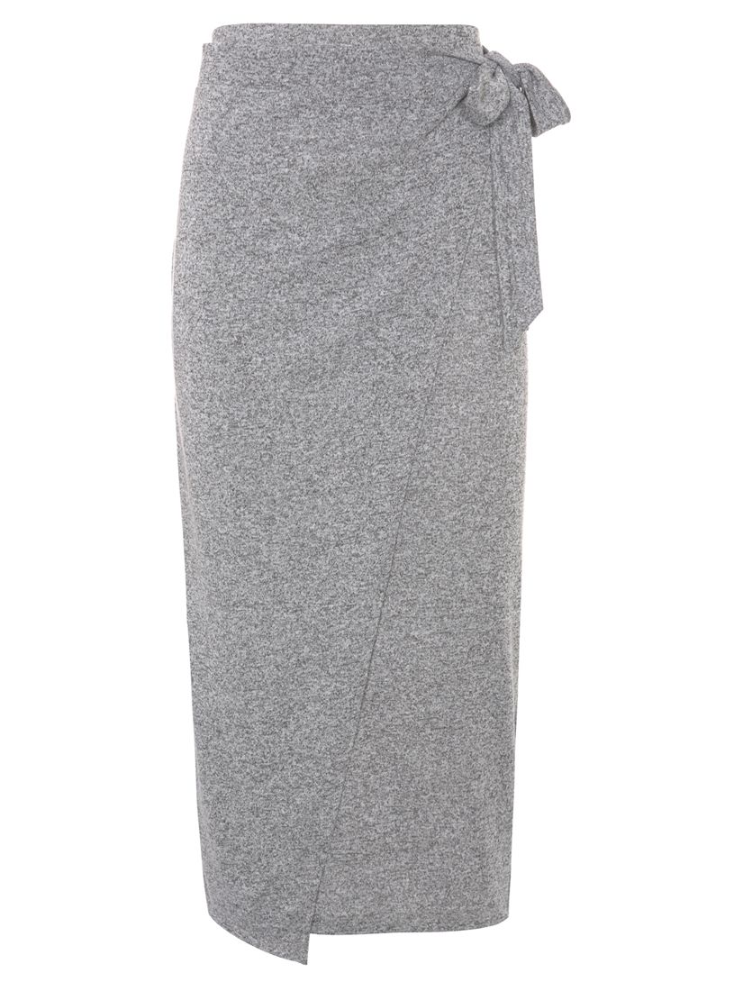 Mint Velvet Wrap Jersey Skirt, Light Grey