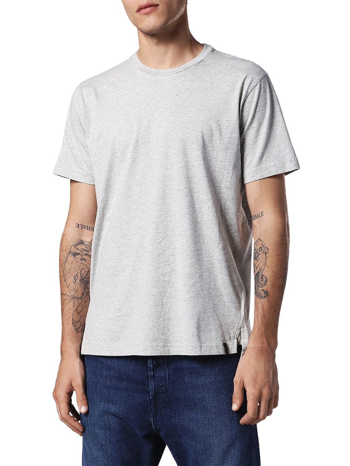 Diesel Daniel Plain Cotton T-Shirt, Grey