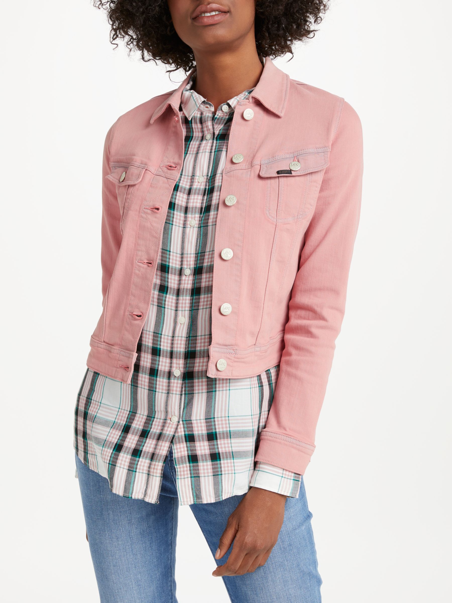 pastel pink denim jacket