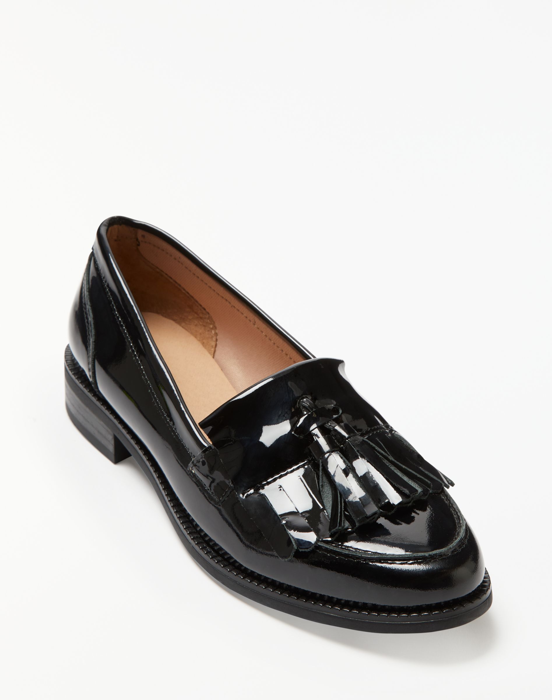 black loafers patent