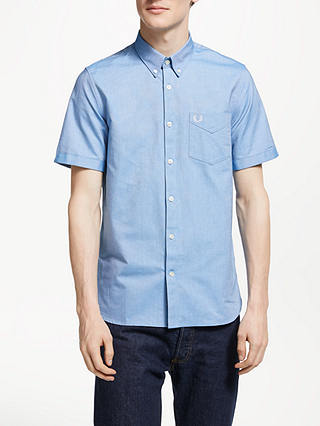 Fred Perry Classic Oxford Short Sleeve Shirt, Mid Blue