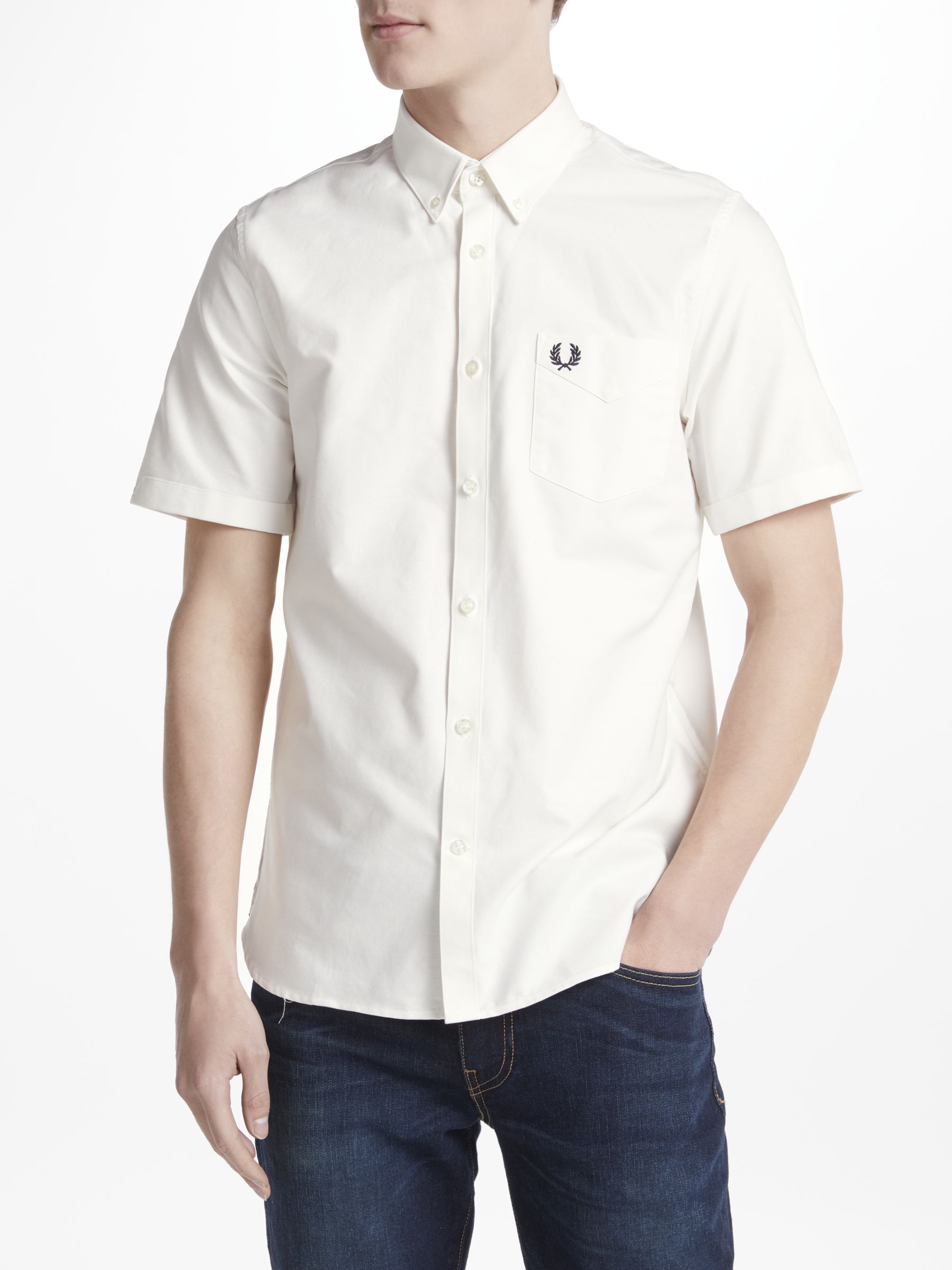 Fred Perry Classic Oxford Short Sleeve Shirt, Snow White, XL