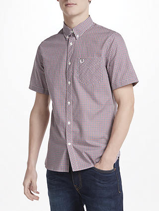 Fred Perry Three Colour Gingham Short Sleeve Shirt, Dark Carbon